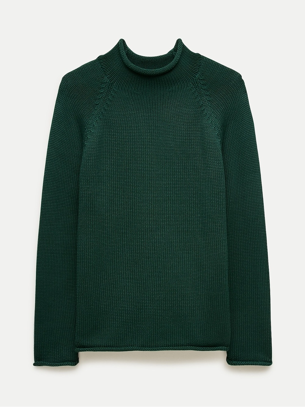 J. Crew 1988 Vintage Rollneck Sweater in Cotton - Dark Green - Size Large